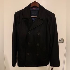 New Men’s Tommy Hilfiger Black Peacoat. Size small.